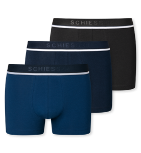 Schiesser heren shorts 3-pack 95/5 stretch cotton – blauw-zwart