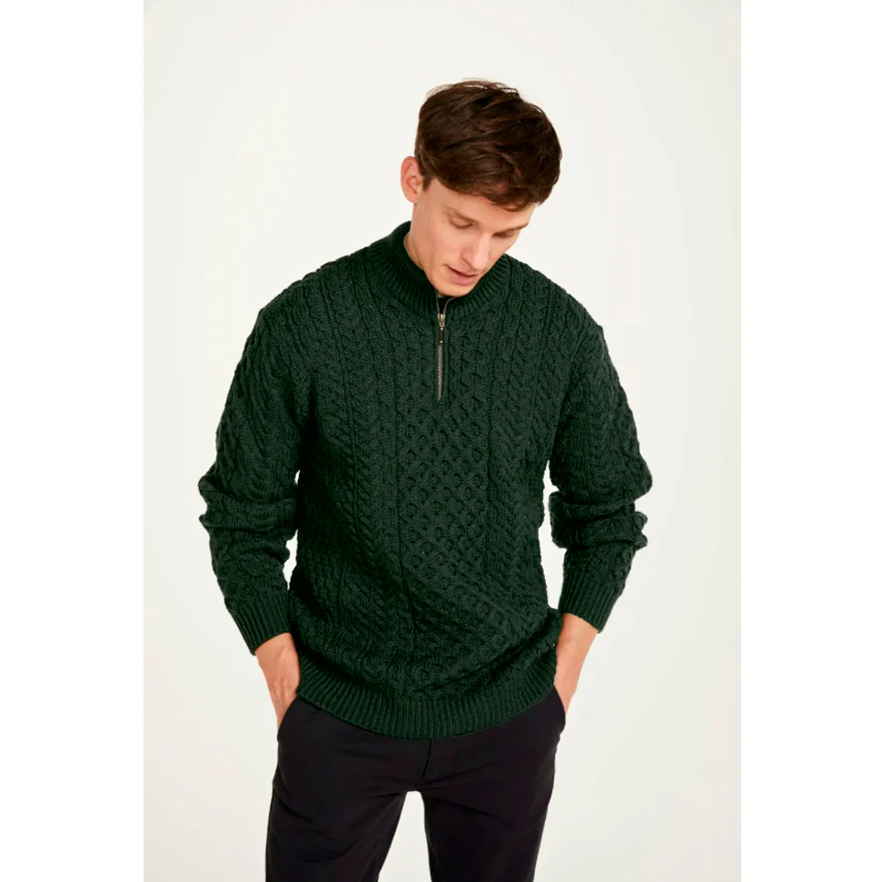 Aran Woollen Mills - B722 | wollen trui met rits - Afbeelding 9