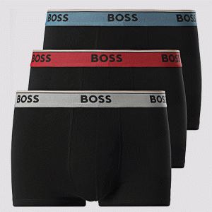 BOSS 3-pack Boxershorts Trunk – Zwart met gekleurde tailleband