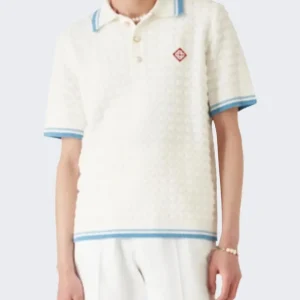 Heren Boucle Polo Wit
