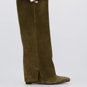 Dames Studded Leather Wedge Boot