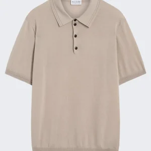 Heren Knitted Polo Beige