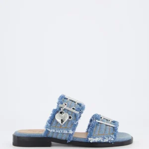 Dames Buckle Two-Strap Slipper Blauw